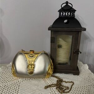 Gold and Silver Rhinestones Evening Clutch Crossbody